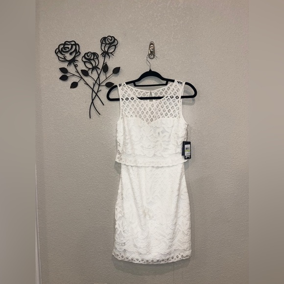 Guess Dresses & Skirts - Nwt Guess Los Angeles White / Ivy Eyelet Lace Fitted Dress Size 4